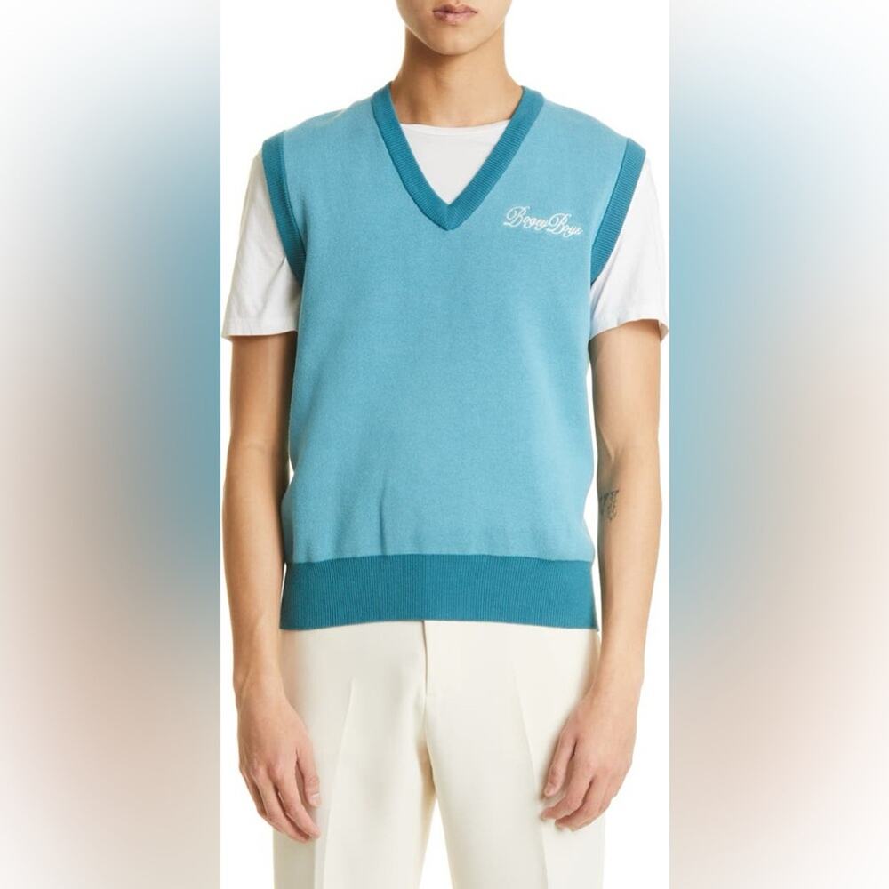 NWT Bogey Boys V-Neck Sweater Vest XXL/ 2XL Sky Blue Cotton Golf Preppy Retro